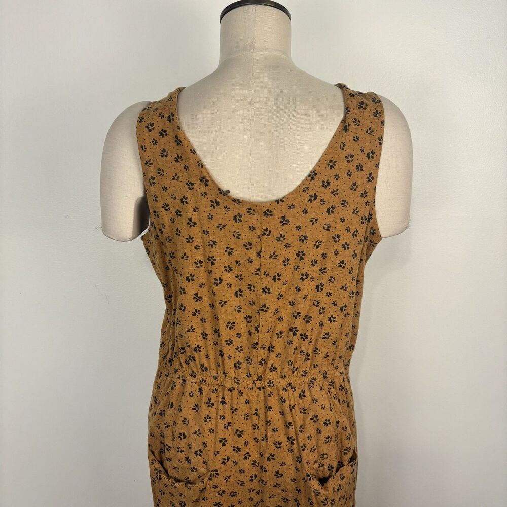 Toad & Co Taj Sleeveless Tie Front Hemp Cropped Wide Leg Jumpsuit Mustard Size M - Picture 6 of 10